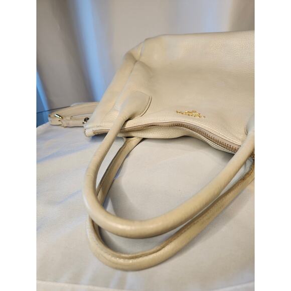Prada Vitello Daino Tote White Cream Leather with Crossbody Strap Work Bag - Picture 8 of 16